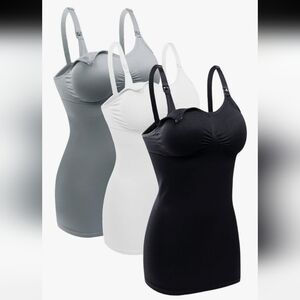 XL Maternity Nursing Quick Clip Release Camisole Set - Black, White, Gray
